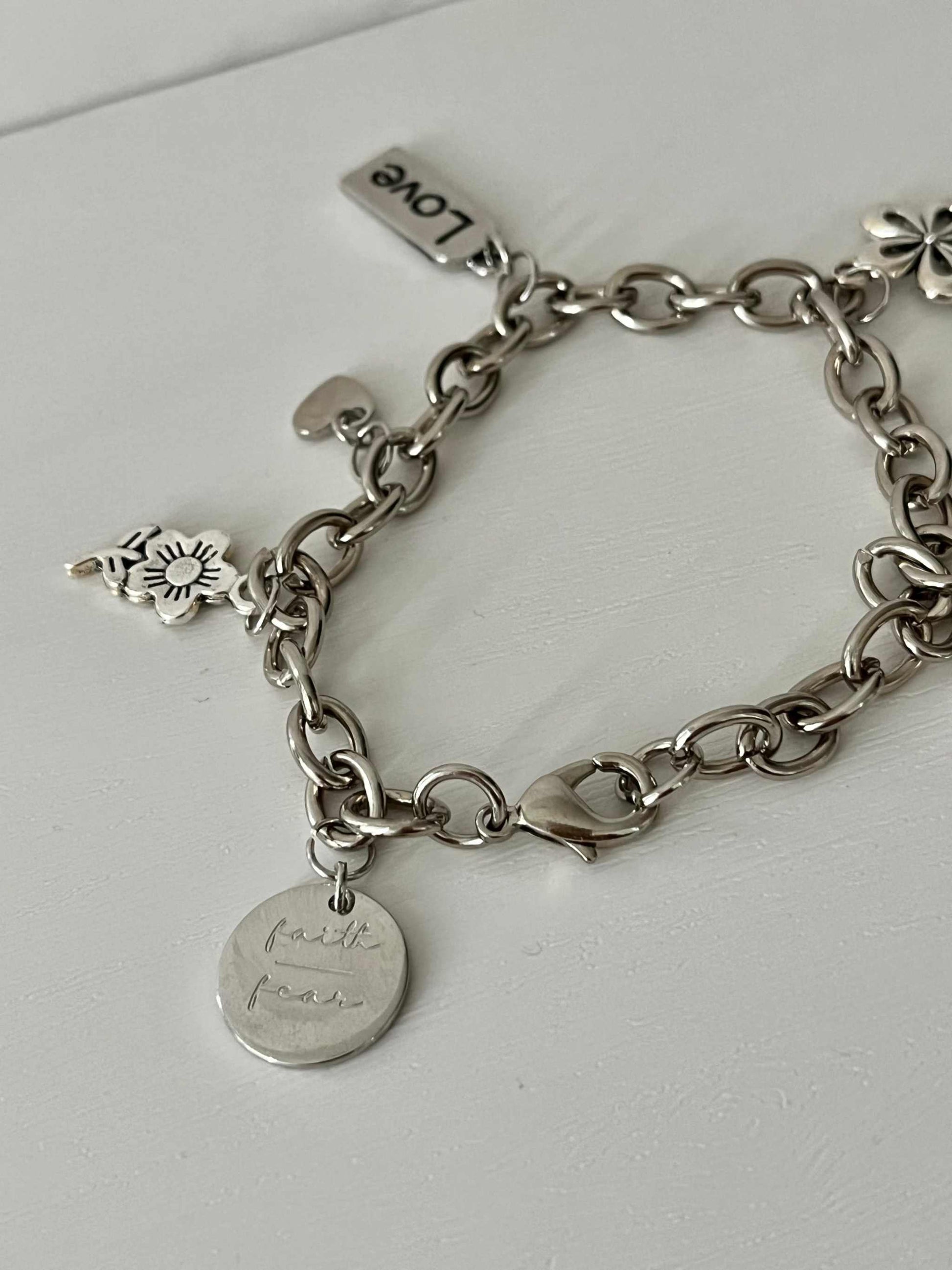 Sterling Silver Christian Bracelet - Faith-Inspired Charm Jewelry