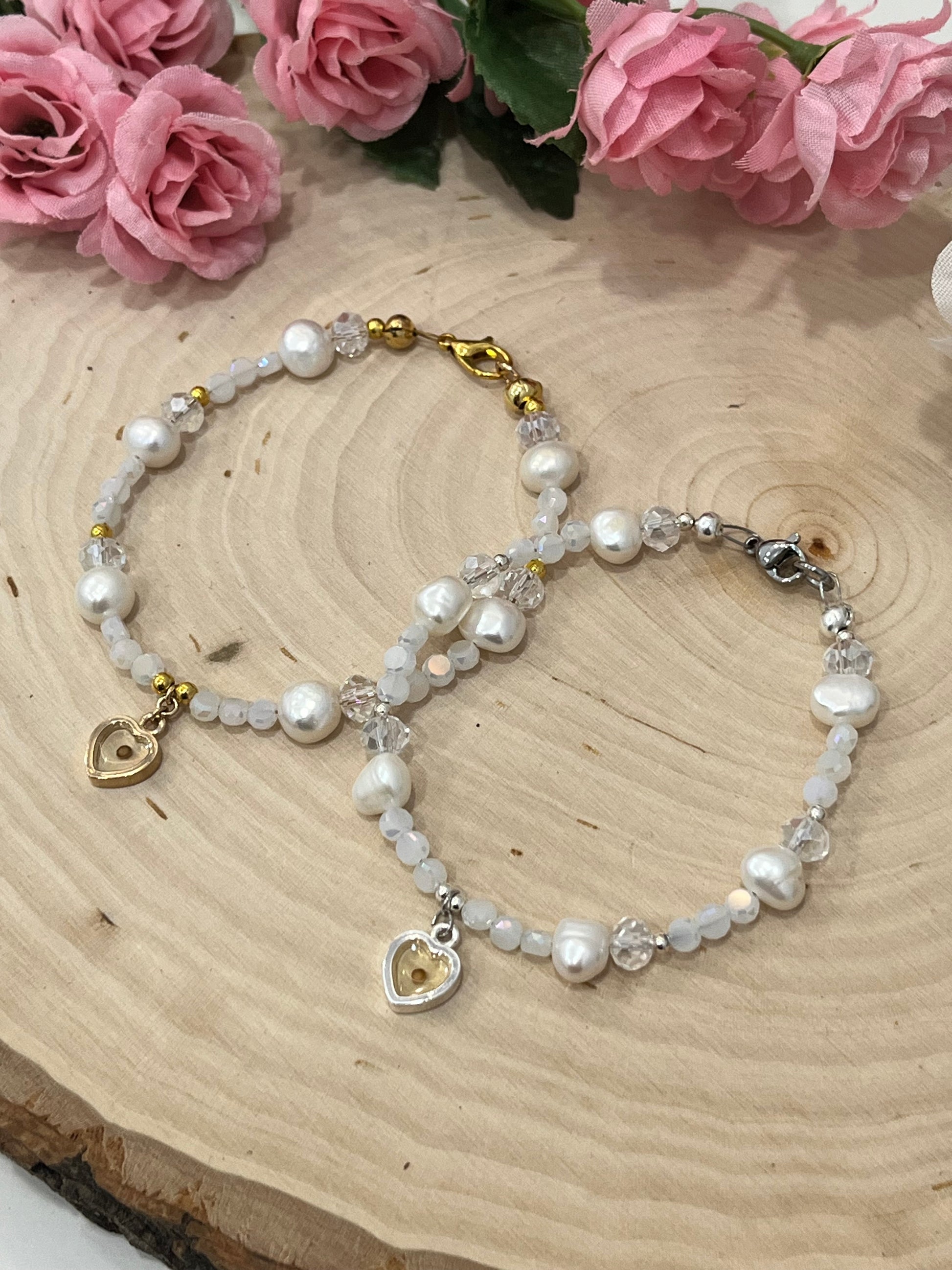 Handmade mustard seed pearl bead bracelet Christian jewelry.