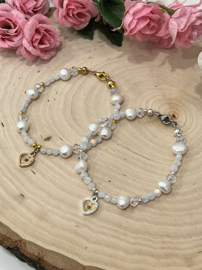 Handmade mustard seed pearl bead bracelet Christian jewelry.