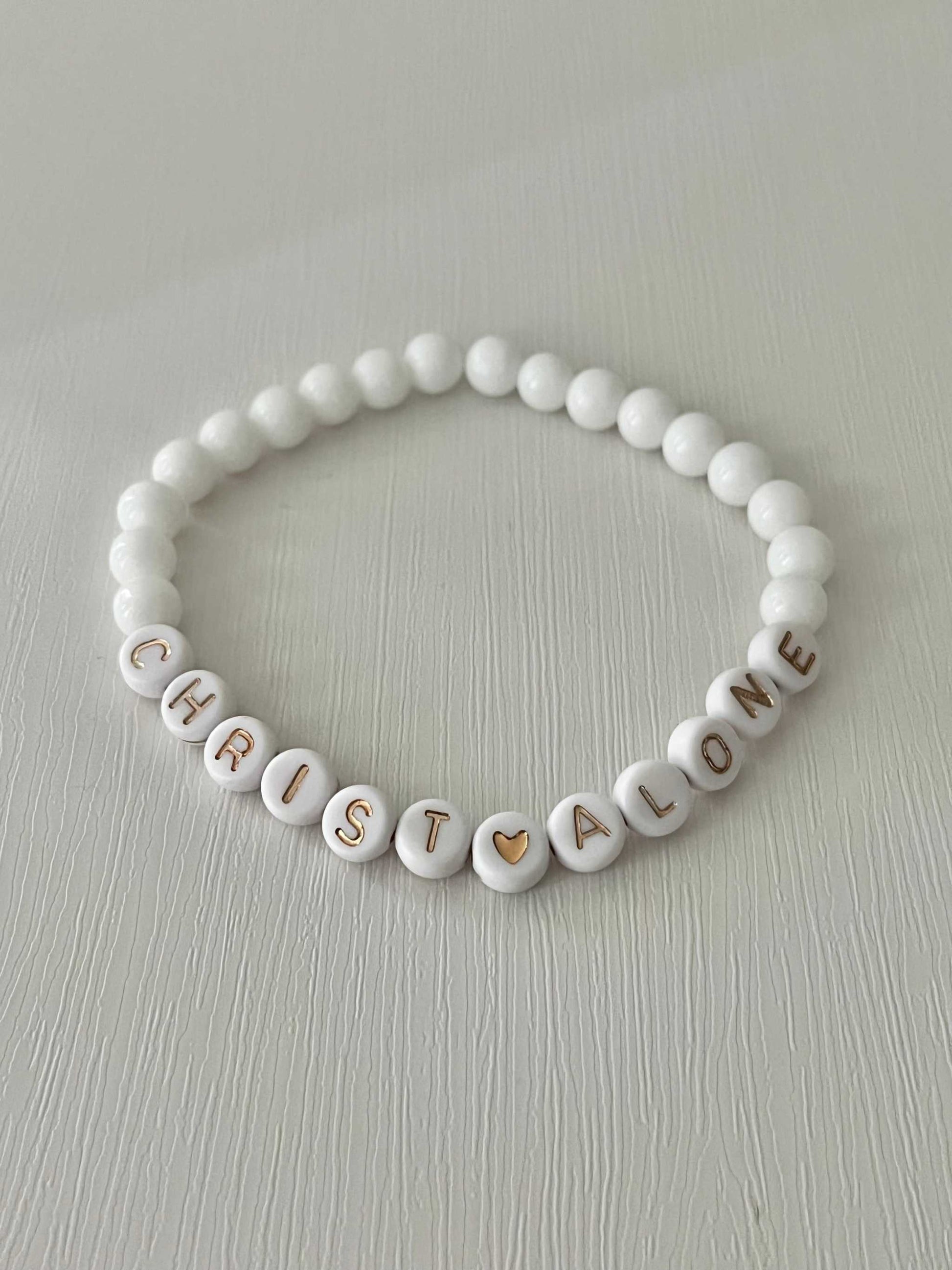 Peach or White Bead Bracelet – Handmade Christian Jewelry

