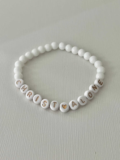 Peach or White Bead Bracelet – Handmade Christian Jewelry

