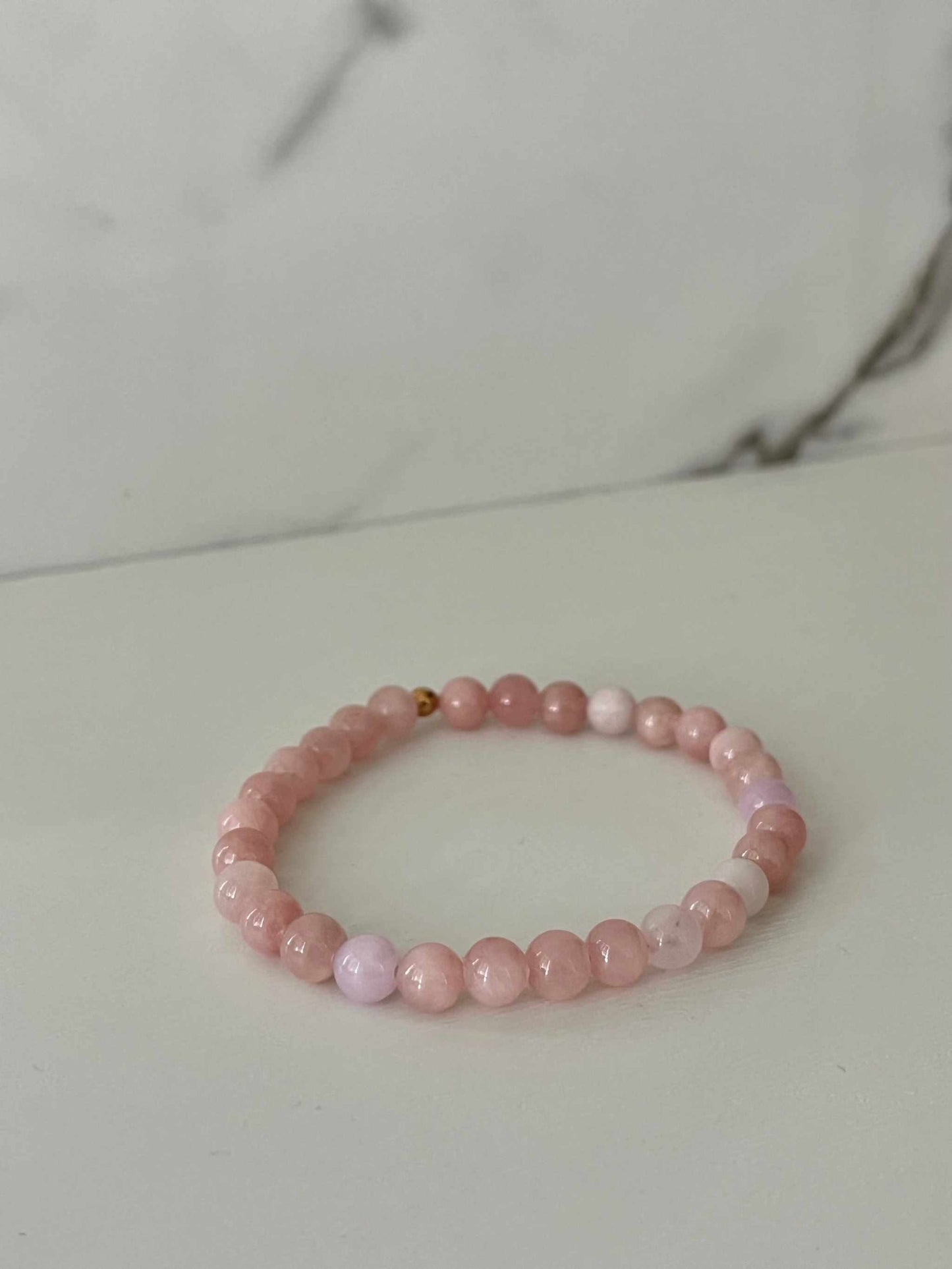 Rose Opal Stone Beaded Bracelet, natural gemstone bracelet with rose opal beads
