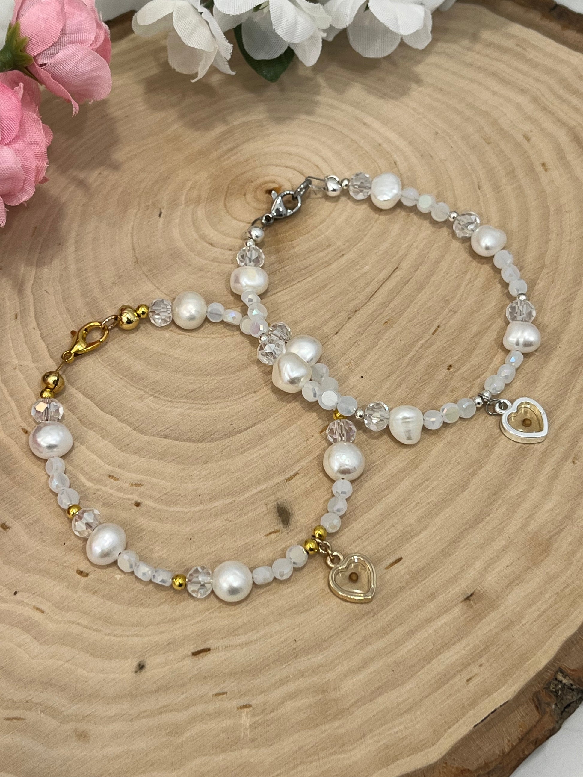 Handmade mustard seed pearl bead bracelet Christian jewelry.