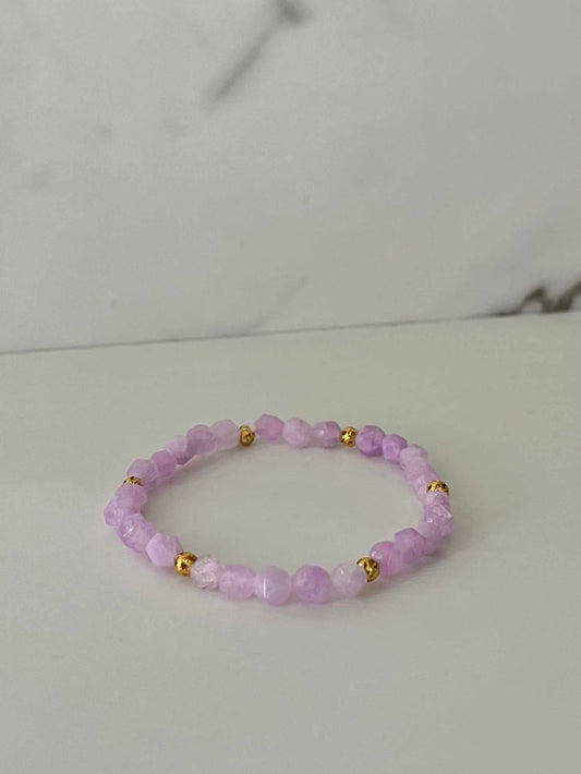 Lavender Angelite Stone Bracelet, natural gemstone bracelet with lavender angelite beads