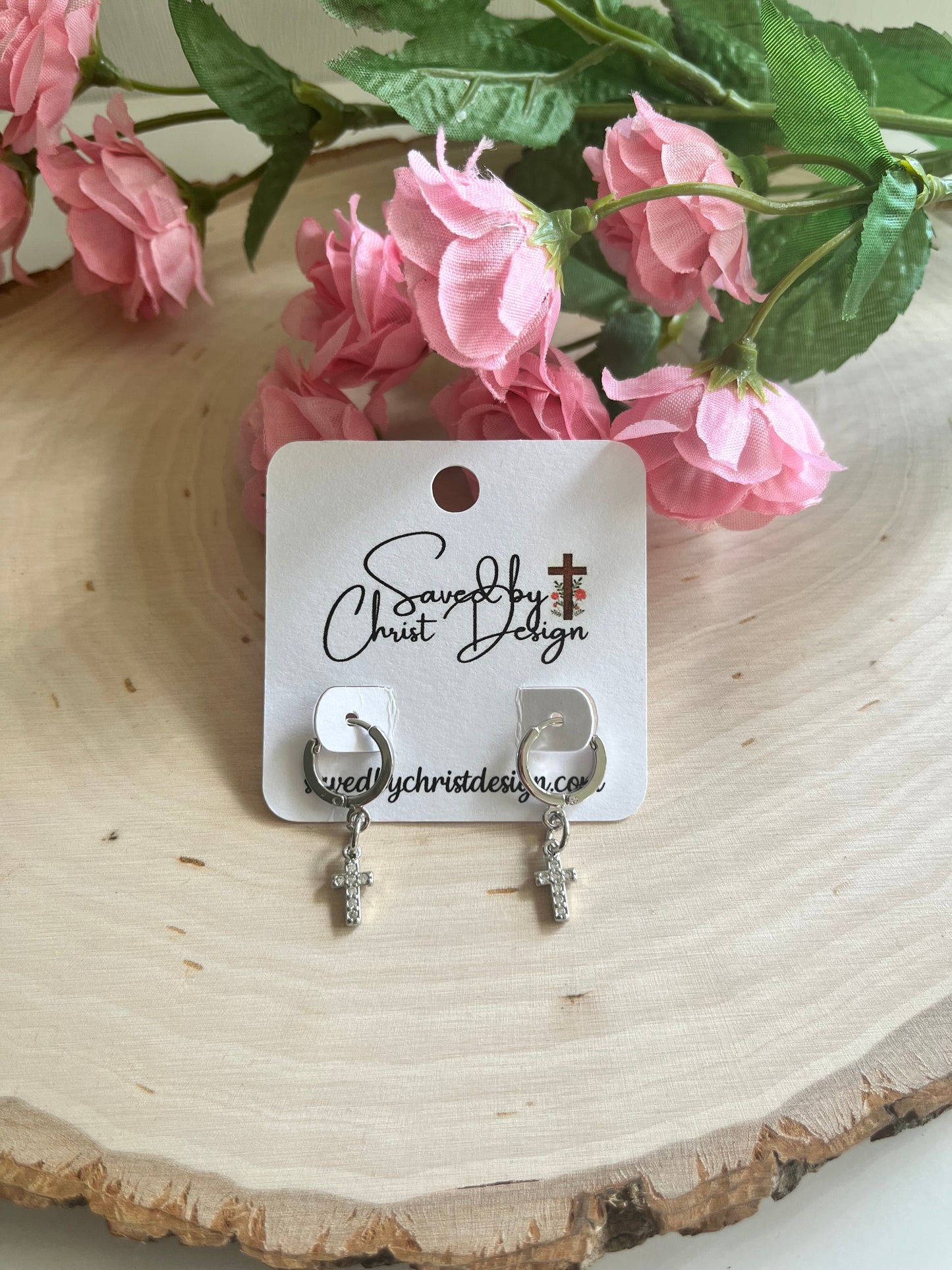 Silver Cross Huggie Hoop Earrings with Lever-Back Closure, 11x12mm Faith-Based Jewelry for Women