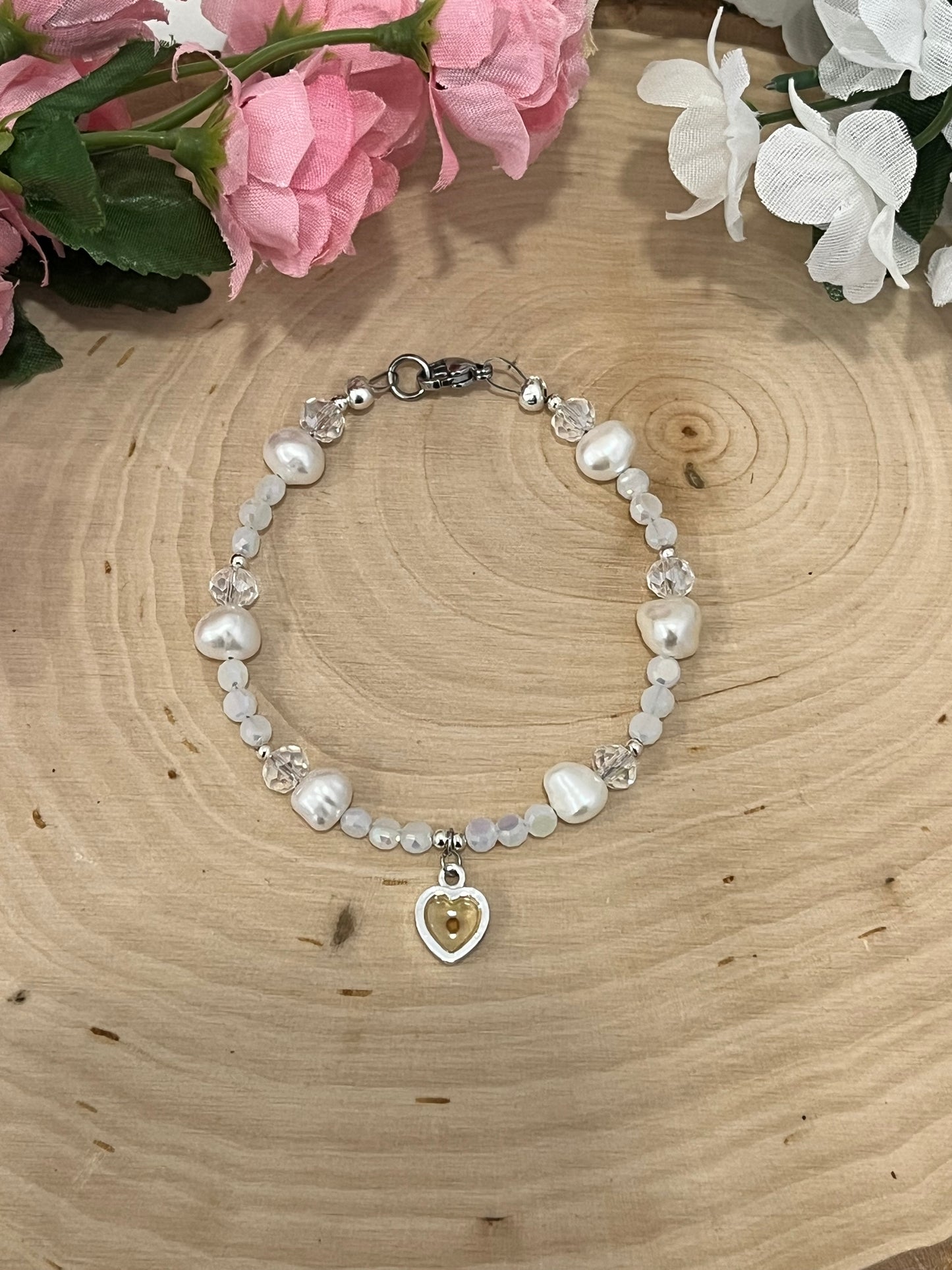 Handmade mustard seed pearl bead bracelet Christian jewelry.