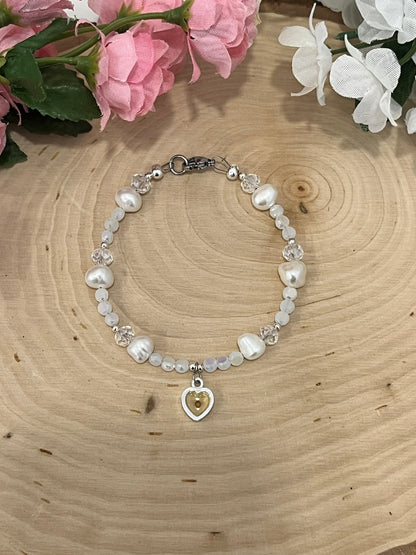 Handmade mustard seed pearl bead bracelet Christian jewelry.