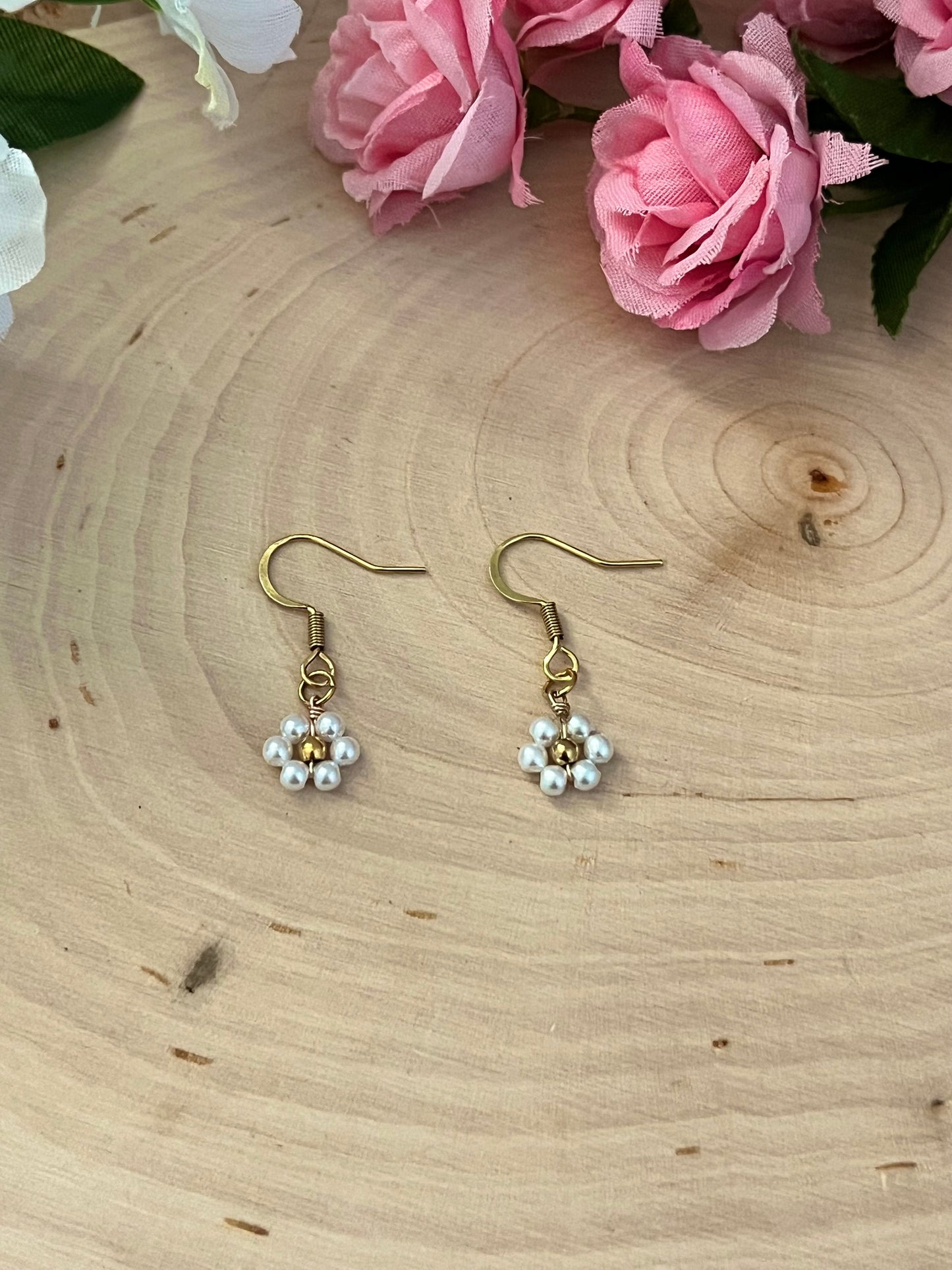 Gold Flower Earrings - Blooming in Faith Daisy Floral Gold Earrings