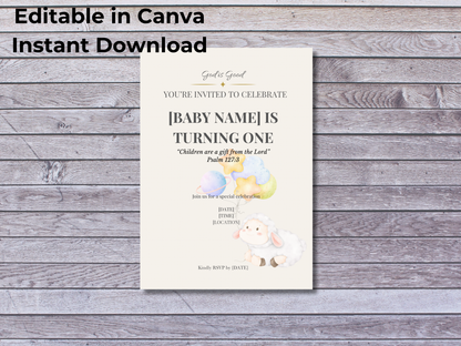 Christian birthday invitation template Psalm 118:24 editable digital invite