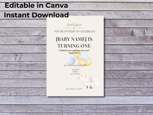 Christian birthday invitation template Psalm 118:24 editable digital invite