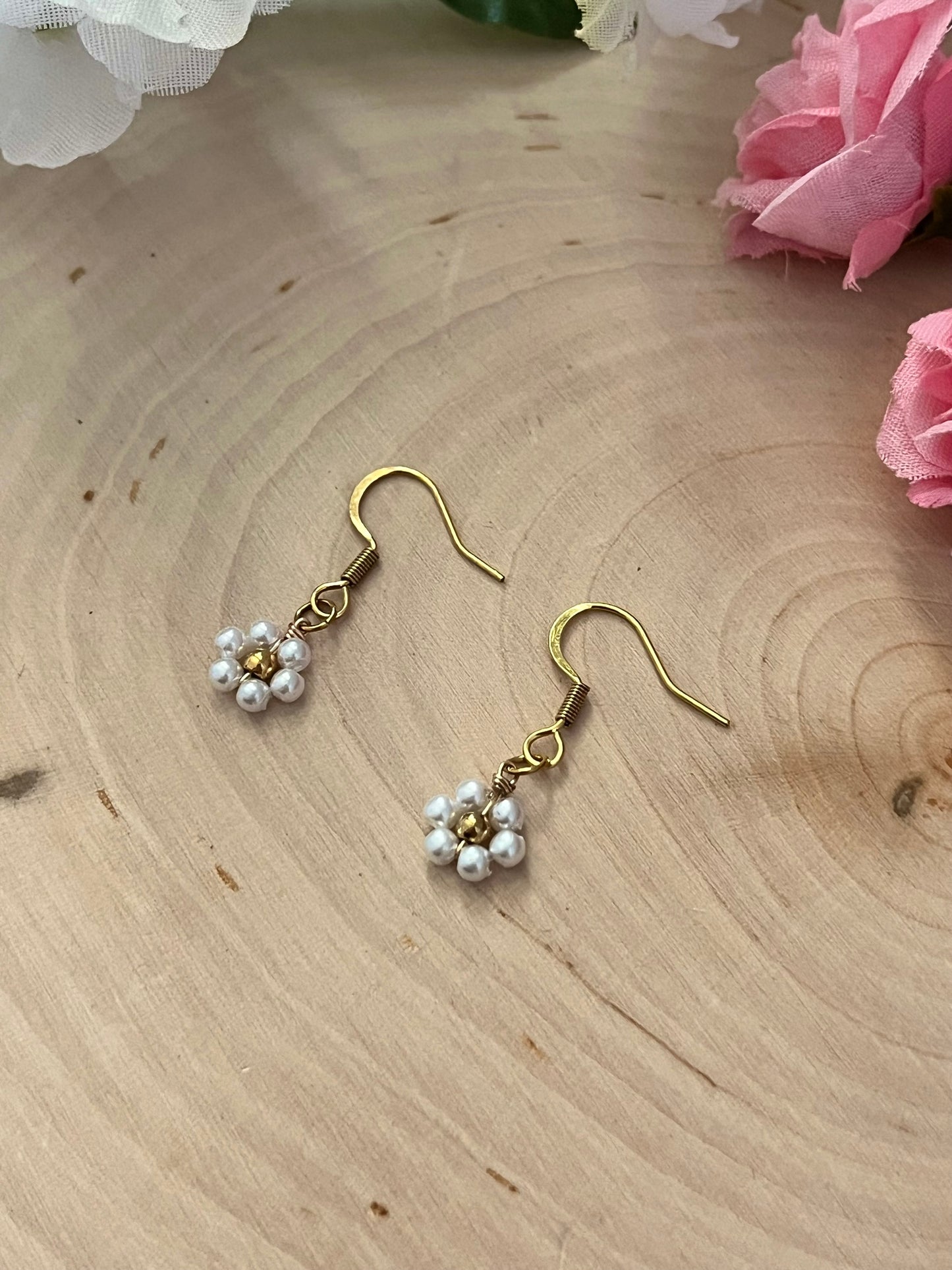 Gold Flower Earrings - Blooming in Faith Daisy Floral Gold Earrings