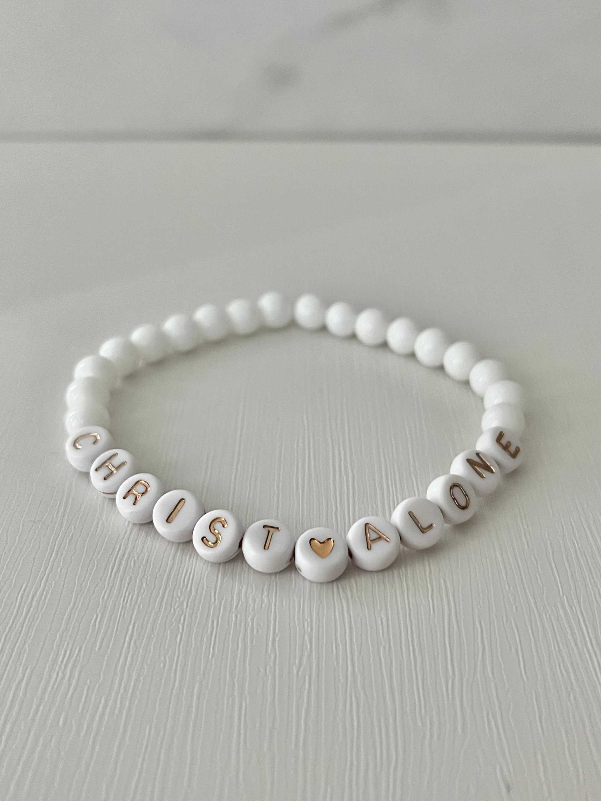 Peach or White Bead Bracelet – Handmade Christian Jewelry

