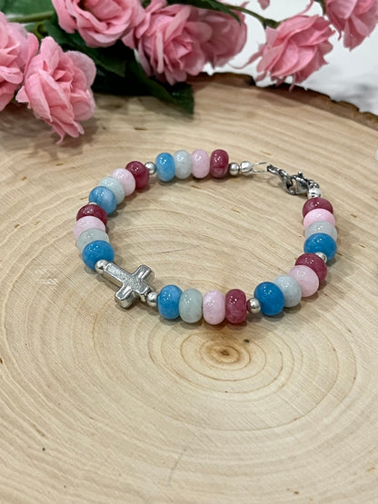Fruit of the Spirit Cross Bracelet with stone beads and silver accents