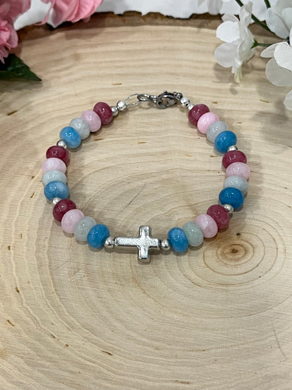 Fruit of the Spirit Cross Bracelet with stone beads and silver accents