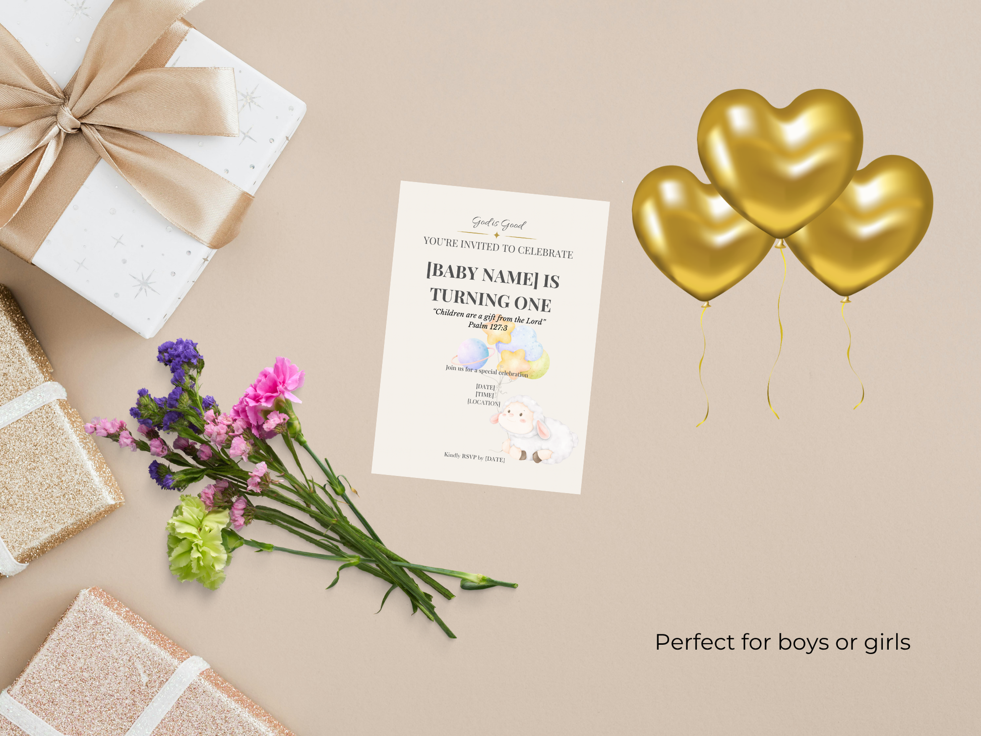 Christian birthday invitation template Psalm 118:24 editable digital invite