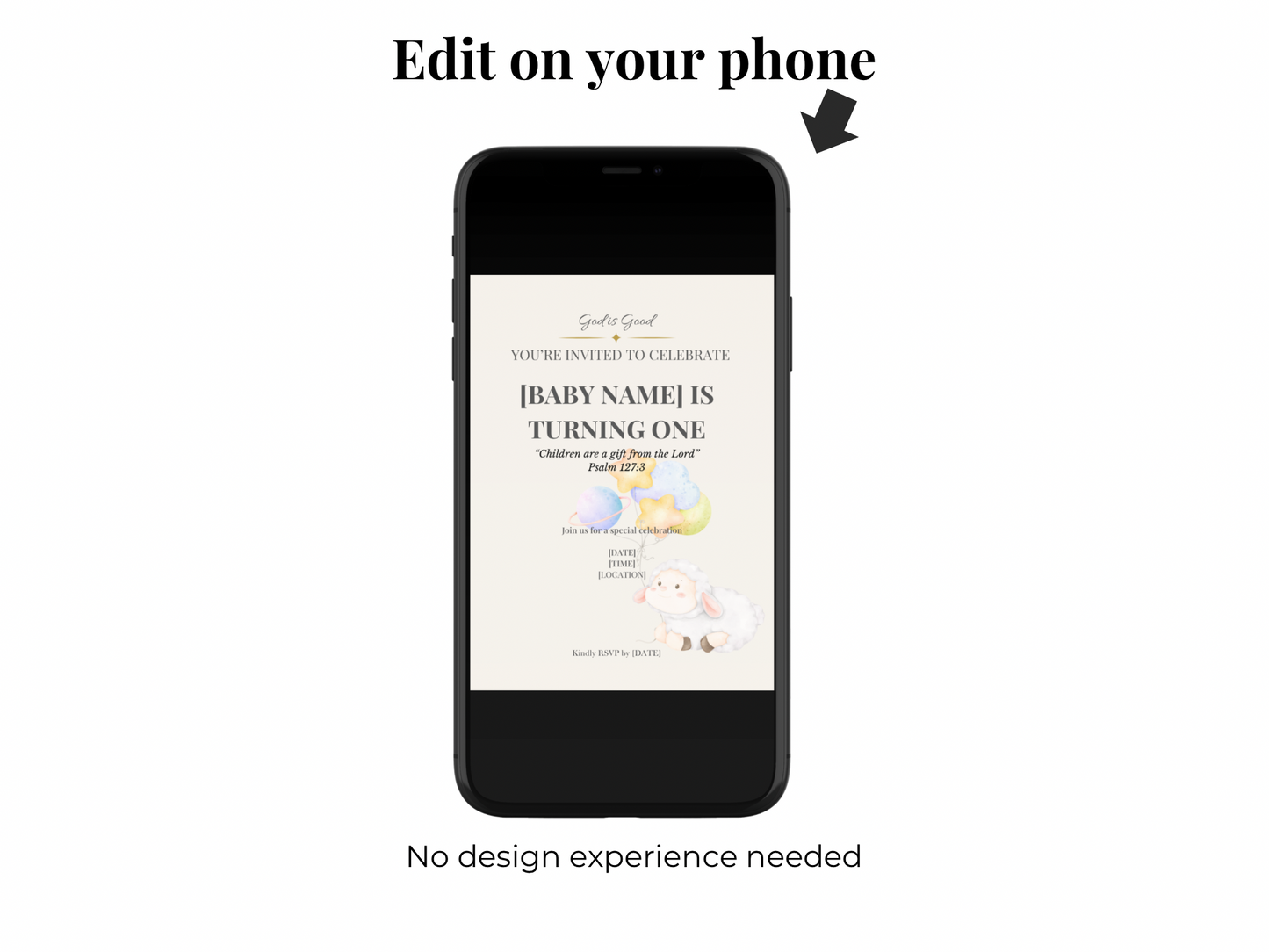 Christian birthday invitation template Psalm 118:24 editable digital invite