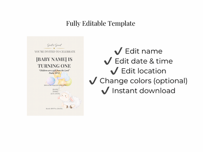 Christian birthday invitation template Psalm 118:24 editable digital invite