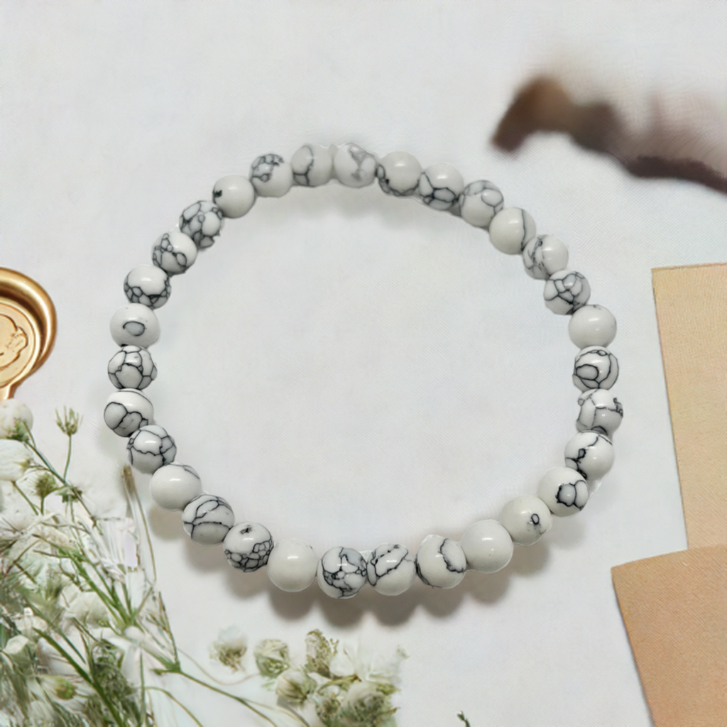White Marble Bead Bracelet | Elegant Stone Jewelry for Men & Women ...