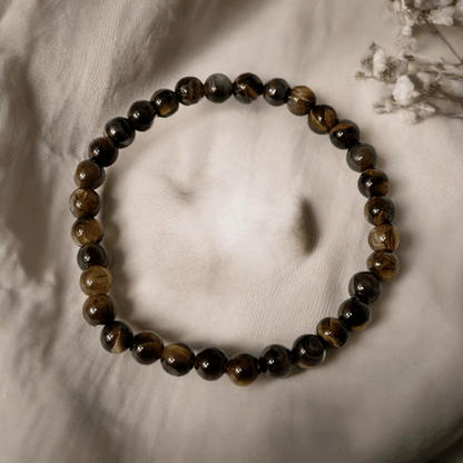 Tiger Eye Beaded Bracelet - Natural Stone Bracelet with Round Tiger Eye Beads