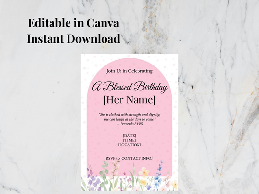 Editable Christian birthday invitation template for women elegant faith-based digital invite