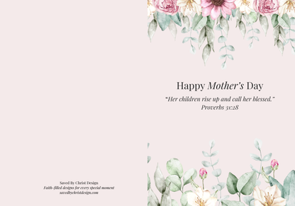 Christian Mother’s Day card template floral folded design editable faith-based card
