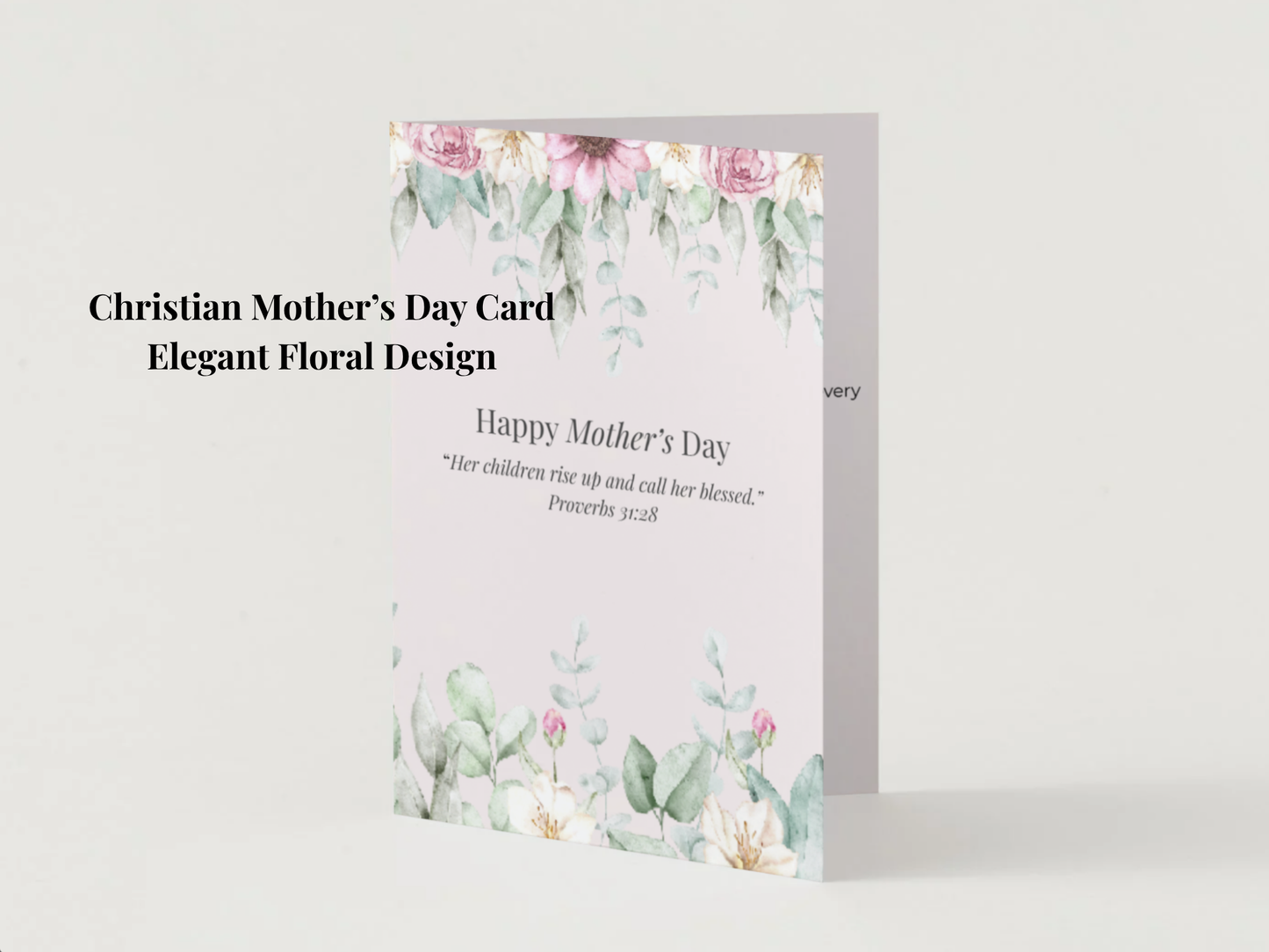 Christian Mother’s Day card template floral folded design editable faith-based card