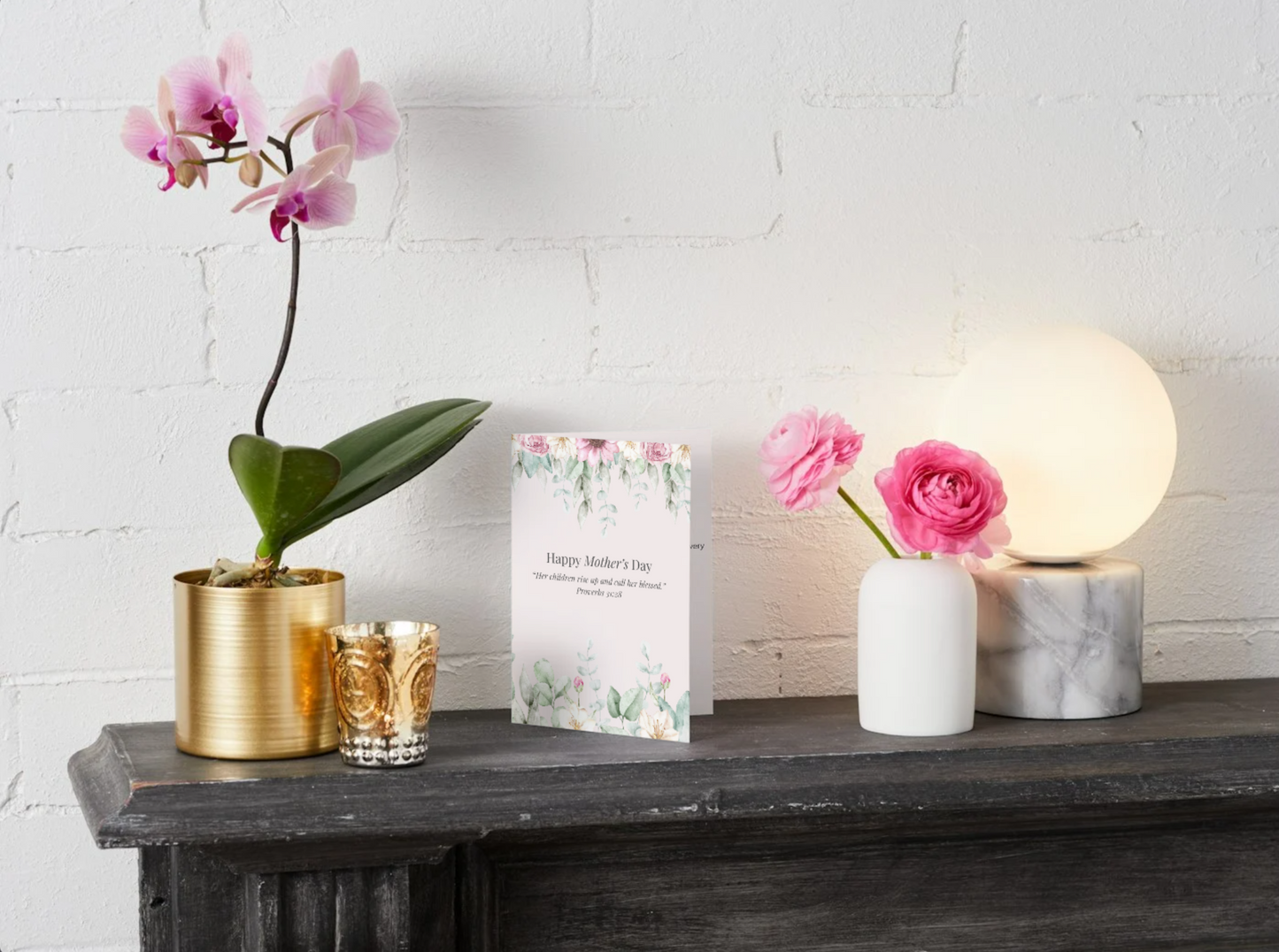 Christian Mother’s Day card template floral folded design editable faith-based card