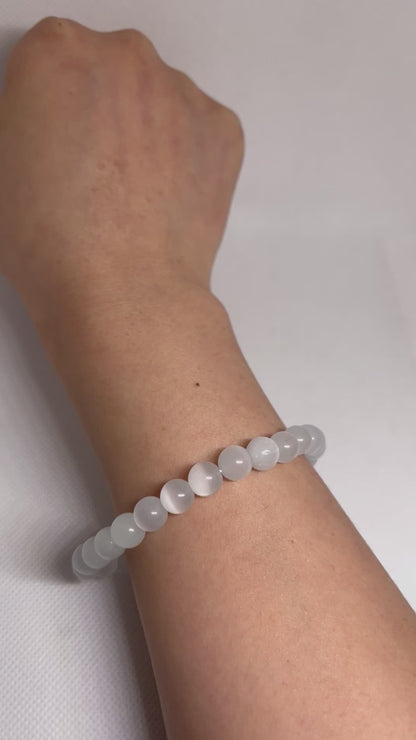 Pulsera de cuentas de vidrio cerámico blanco