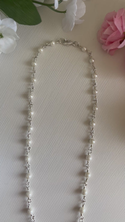 Silver Pearl Heart Necklace Handmade Christian Jewelry