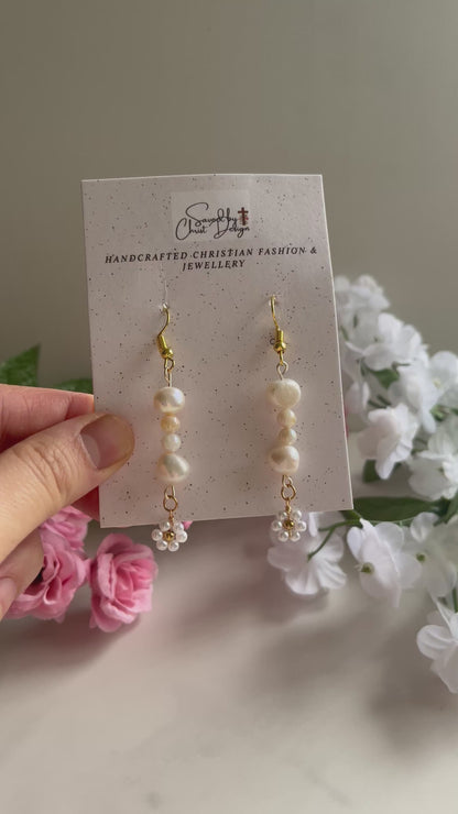 Pearl Daisy Gold Earrings – Christian Jewelry Inspired by Proverbs 31