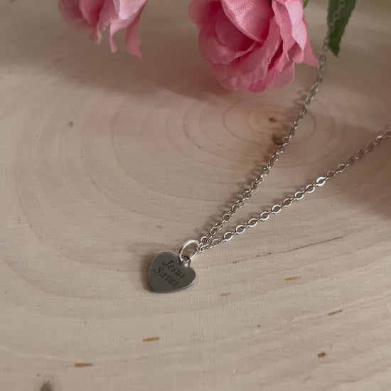 Jesus Saves Silver Necklace – Stainless Steel Christian Jewelry Pendant