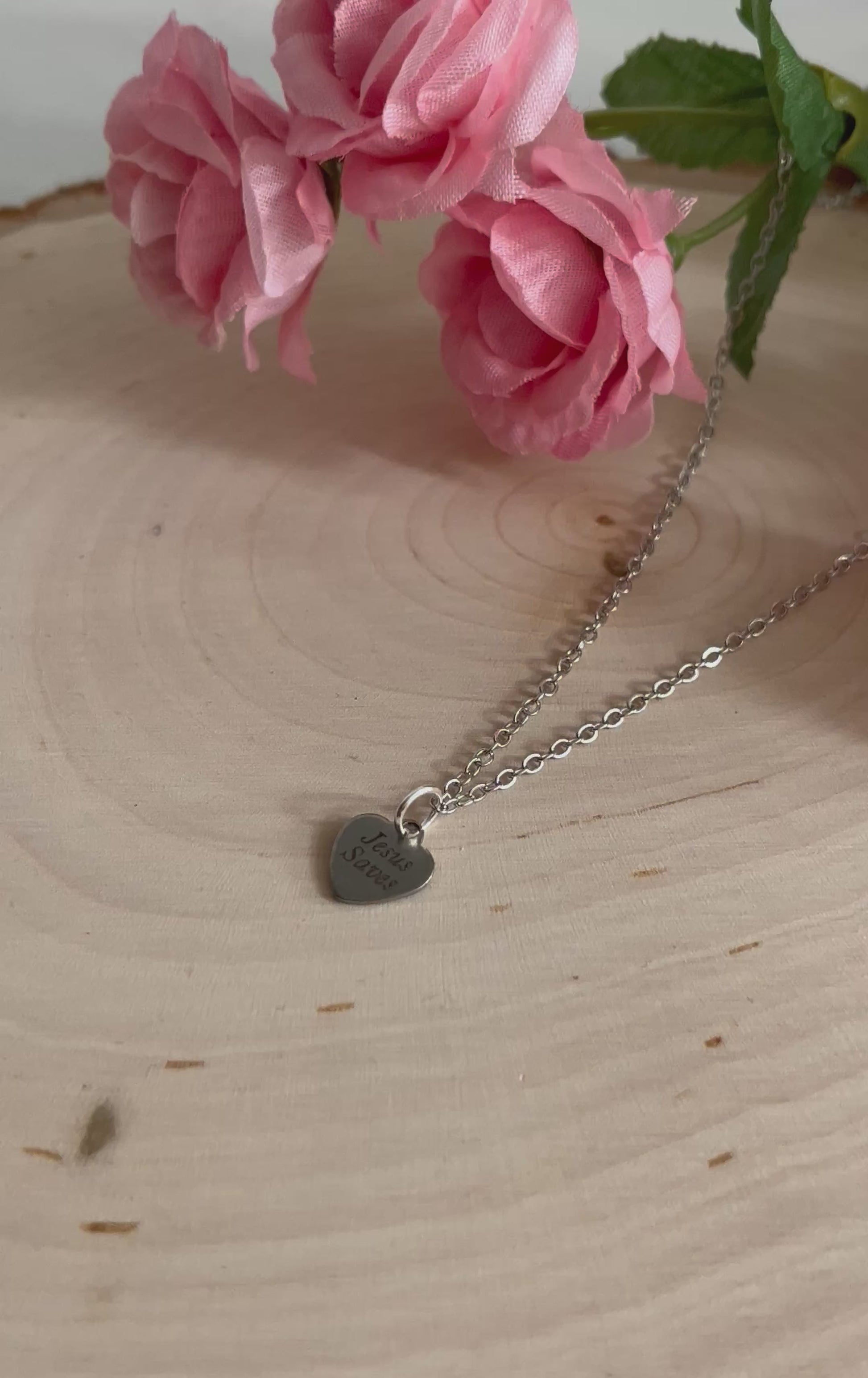 Jesus Saves Silver Necklace – Stainless Steel Christian Jewelry Pendant