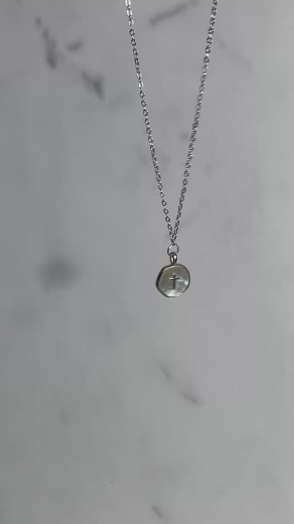 Silver Necklace Pearl Cross Pendant - Hypoallergenic and Timeless