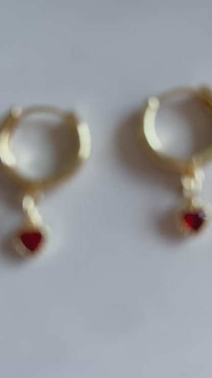 Gold Heart Huggie Earrings – Dainty Heart Charm Hoops