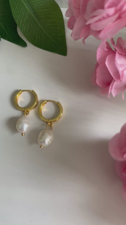 Boucles d'oreilles créoles en or 18 carats avec perles Pure Faith