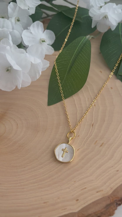 Gold Necklace with Pearl Cross – Simply in Christ