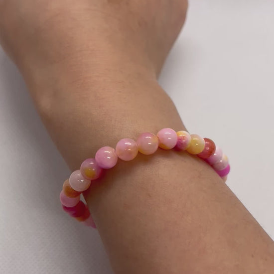 Pink opal stone beaded bracelet