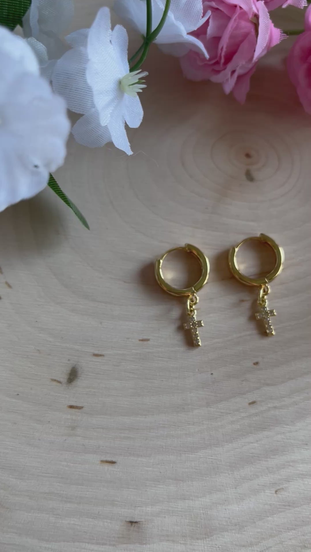 Gold Cross Huggie Earrings – Christian Jewelry, Anti-Tarnish, Faith-Inspired Gift for Her
