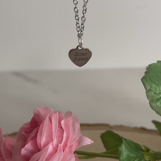 Jesus Saves Silver Necklace – Stainless Steel Christian Jewelry Pendant