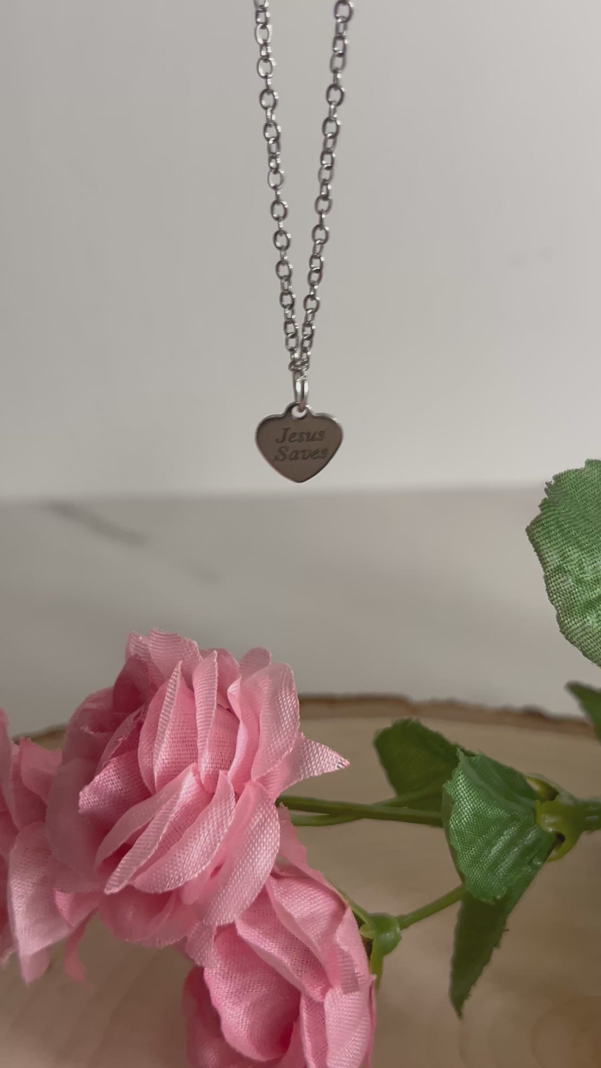Jesus Saves Silver Necklace – Stainless Steel Christian Jewelry Pendant