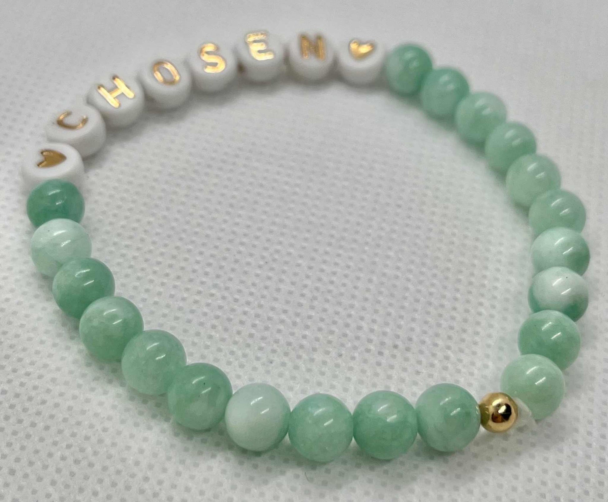 Jade Chosen Bead Bracelet – elegant stone jewelry with a faith-inspired meaning.

