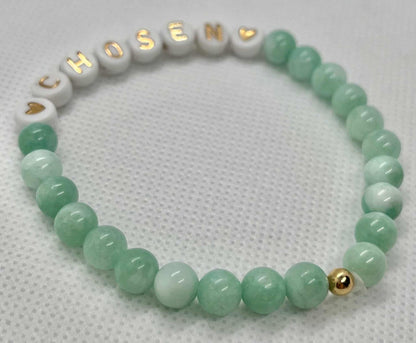 Jade Chosen Bead Bracelet – elegant stone jewelry with a faith-inspired meaning.

